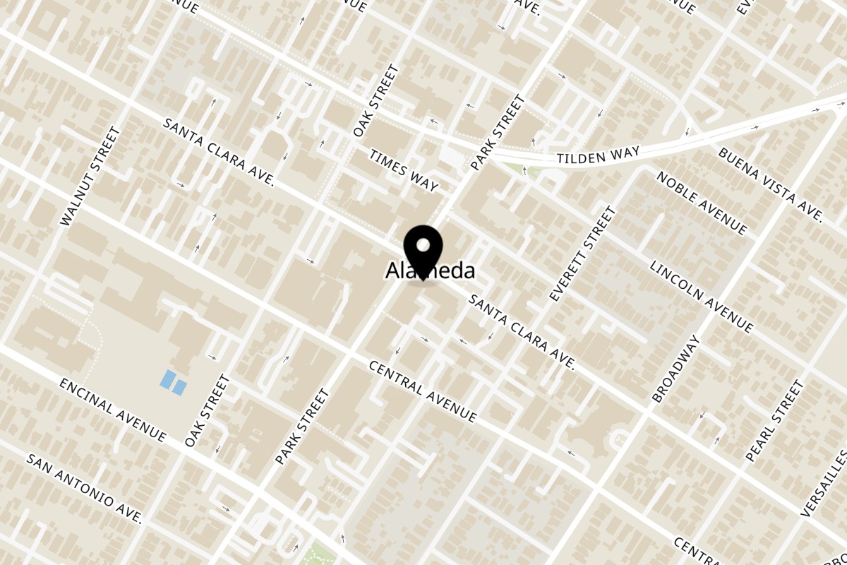 Map showing the location of La Penca Azul La Penca Azul - Park St on 1440 Park St in Alameda