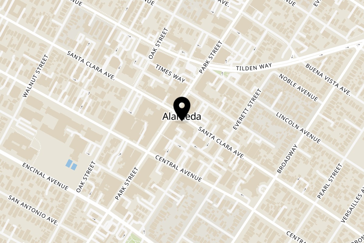 Map showing the location of La Penca Azul La Penca Azul - Taco Bar on 2406 Santa Clara Ave in Alameda